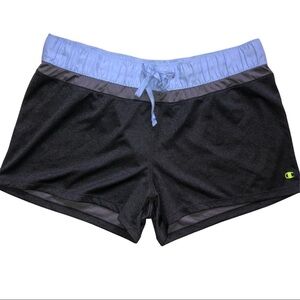 Champion Authentic Womens Athletic Black & Periwinkle Running Shorts Size Large